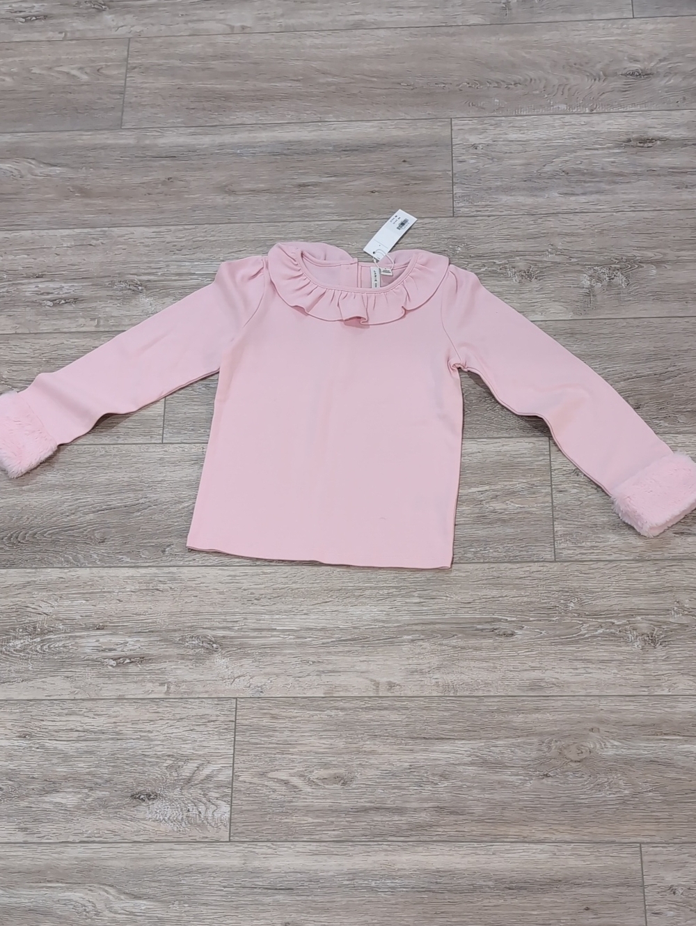 Janie and Jack Light Pink Long-Sleeve Top with Ruffle Collar